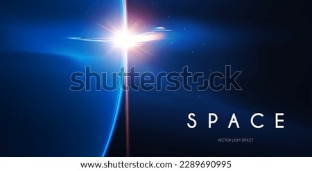 Planet with sun rays. Cosmic sunrise and sunset. Solar ring abstract light effect. Universe design