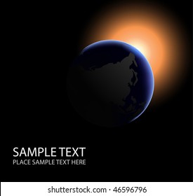 planet with sunrice in space
