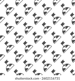 Planet surface with clouds and flag solid seamless pattern, cosmos theme. Vector graphics. First tearer mark on planet sign with background, repeat glyph icon