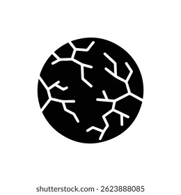 Planet with Surface Cracks Black Filled Icon - Dried Texture Effect