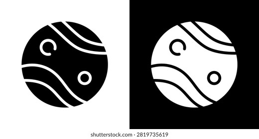 Planet Surface With Craters Solid Icon Set. Celestial Body, Astronomy, And Space Exploration Silhouette Symbol Collection. Cosmic Phenomena Representation. Isolated Vector Illustration