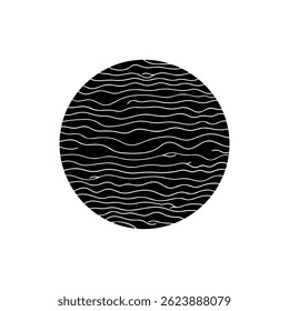 Planeta con ondas de superficie Icono relleno negro - Líneas de textura fluida