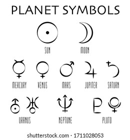 Planet Symbol Sign Collection Main Symbols Stock Vector (Royalty Free ...