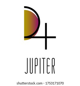 Planet symbol, sign of Jupiter. Symbol illustration of astrology planet - Jupiter. Zodiac and astrology sign, element. Planetary god and lunar node. Astrological planet. Vector illustration.