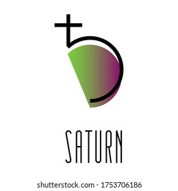 Planet symbol, sign of Saturn. Symbol illustration of astrology planet - Saturn. Zodiac and astrology sign, element. Planetary god and lunar node. Astrological planet. Vector illustration.