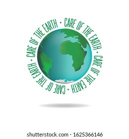 Planet symbol with text. Ecology image.