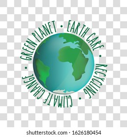 Planet symbol with text. Ecology image.