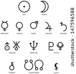 Planet Symbols - Illustration of the main symbols of astrology isolated and on white background.