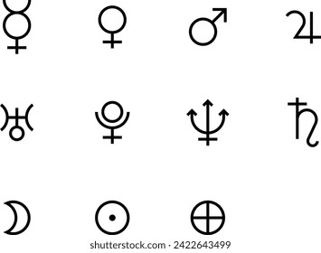 Planet symbols. Planet symbol vector designs isolated on a white background.