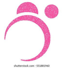 Planet System grainy textured icon for overlay watermark stamps. Flat symbol with unclean texture. Dotted vector pink ink rubber seal stamp with grunge design on a white background.