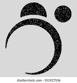 Planet System grainy textured icon for overlay watermark stamps. Flat symbol with dirty texture. Dotted vector black ink rubber seal stamp with grunge design on a light gray background.