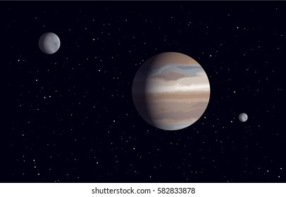 A planet system with two moons