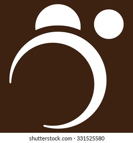 Planet System vector icon. Style is flat white symbol, rounded angles, brown background.