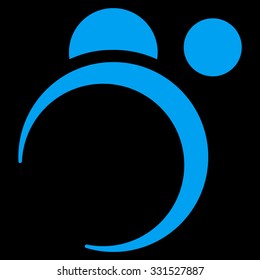 Planet System vector icon. Style is flat blue symbol, rounded angles, black background.