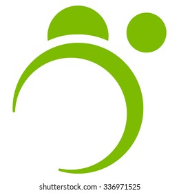 Planet System vector icon. Style is flat eco green symbol, rounded angles, white background.