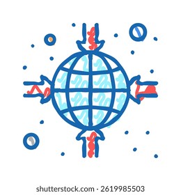 Vector de dibujo de icono de doodle de destino planetario. signo de destino planetario. ilustración de símbolo aislado