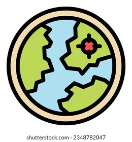 Planet target icon outline vector. Ufo monster. Space comic color flat