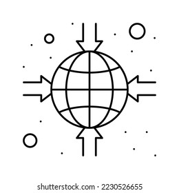 Planet-Ziellinie-Symbol-Vektorgrafik. Planet-Zielzeichen. isoliertes Kontursymbol