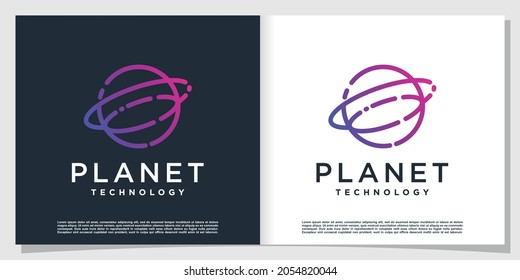 Planet tech logo with creative modern concept Premium Vector