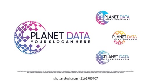 Planet technology icon set logo design illustration with creative concept Premium Vector