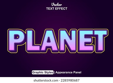 planet text effect with blue color graphic style and editable.