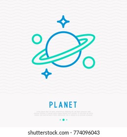 Planet with  thin line icon. Modern vector illustration.