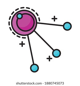planet with three satellites orbiting line and fill style icon vector illustration design