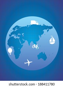 Planet and transportation white