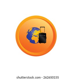 planet travel button color vector