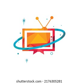 Planet TV vector logo design. Media and Entertainment, Television logo concept. 