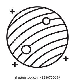 planet with two satellites orbiting line style icon vector illustration design
