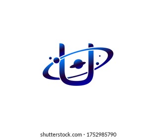 Planet U Letter. Round ring shape business logo design template.circle ring logo, cosmic planet symbol,alphabet,corporate identity symbol concept.