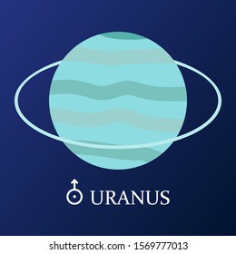 Planet Uranus in flat style. Vector illustration