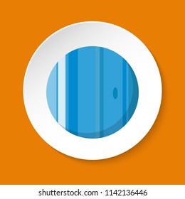Planet Uranus icon in flat style on round button