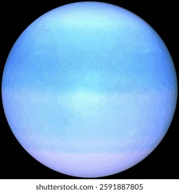 The planet Uranus on a black background. Vector texture map of the spherical surface of the planet Uranus.