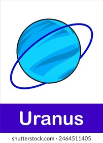Planet Uranus on white background of Solar System in Space. Planet illustration elements for education and other purposes