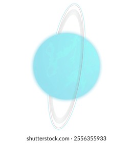  Planet Uranus on White Background with Rings
