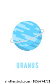 Planet Uranus Poster Design. space planet design on white background, minimalist cartoon style vector. kids poster, wall art ready for print.