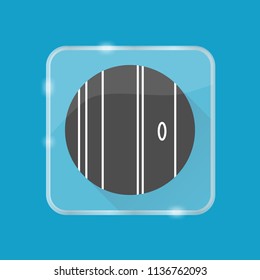 Planet Uranus silhouette icon in flat style on transparent button