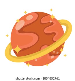 planet uranus space galaxy astronomy in cartoon style vector illustration