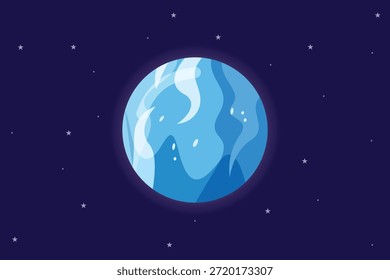 Planeta Urano con fondo de estrella. Estrella lunar Planeta solar Concepto. Ilustración vectorial plana coloreada aislada