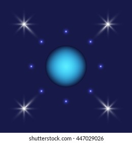 The planet Uranus and the stars. abstract background.