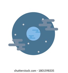 Planet Uranus surrounded by rings in space among the stars