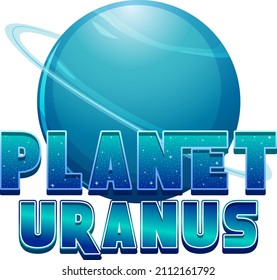 Planet Uranus word logo design with Uranus planet illustration