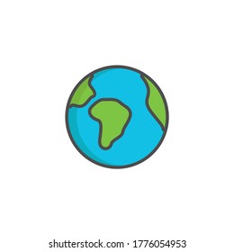 planet vector flat design line icon