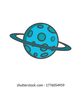 planet vector flat design line icon