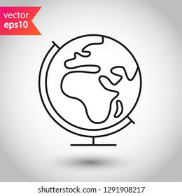 Planet vector icon. Globe vector icon. Earth vector icon. EPS 10 vector flat sign.