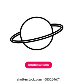 Planet vector icon, The outlined symbol of planet on white background. Simple, modern flat vector illustration for mobile app, website or desktop app     