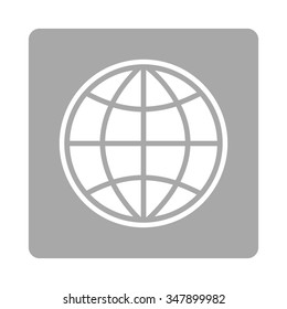 Planet vector icon. Style is flat rounded square button, white and silver colors, white background.