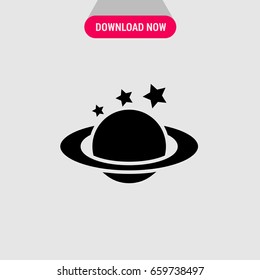Planet vector icon, The planet surrounded by circle and stars symbol. Simple, modern flat vector illustration for mobile app, website or desktop app  